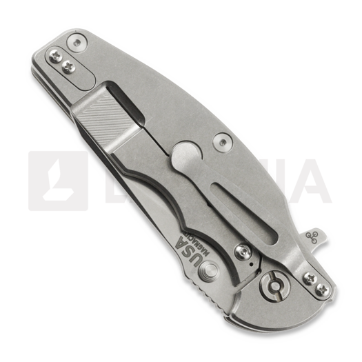 Hinderer Jurassic Magnacut Slicer Flat Grind sulankstomas peilis, Stonewash, Blue/Black