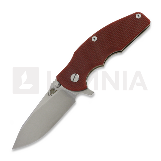 Briceag Hinderer Jurassic Magnacut Slicer Flat Grind, Stonewash Bronze, Red
