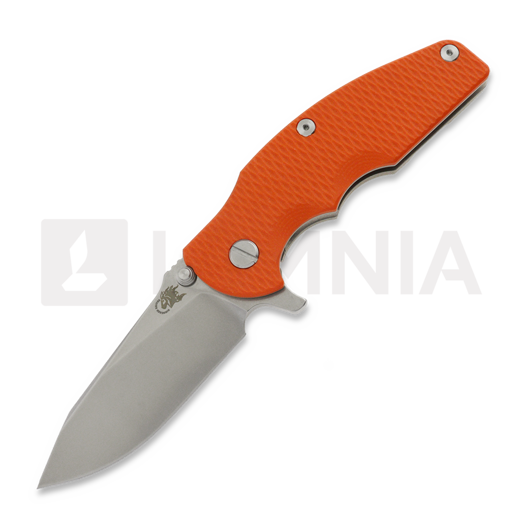 Hinderer Jurassic Magnacut Slicer Flat Grind összecsukható kés, Stonewash, Orange