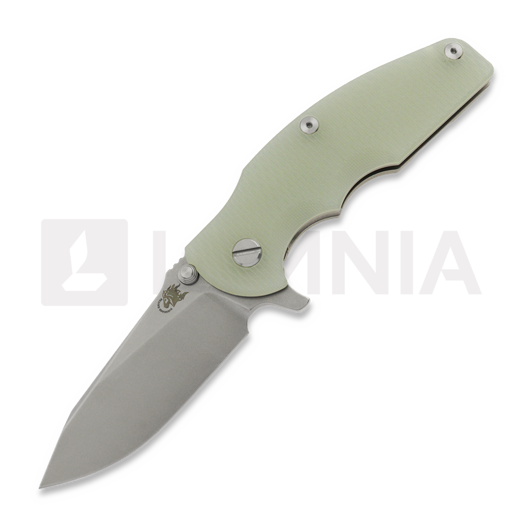 Coltello pieghevole Hinderer Jurassic Magnacut Slicer Flat Grind, Stonewash, Translucent Green