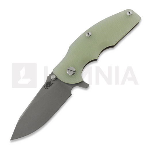 Hinderer Jurassic Magnacut Slicer Flat Grind fällkniv, Working Finish, Translucent Green
