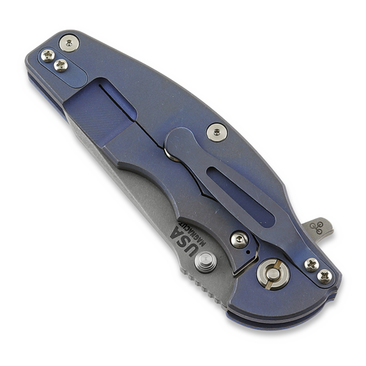 Hinderer Jurassic Magnacut Slicer sulankstomas peilis, Tri-Way Battle Blue, Blue G10