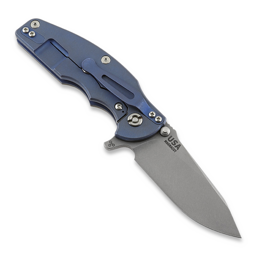 Couteau pliant Hinderer Jurassic Magnacut Slicer, Tri-Way Battle Blue, FDE G10