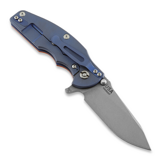 Couteau pliant Hinderer Jurassic Magnacut Slicer, Tri-Way Battle Blue, Orange G10