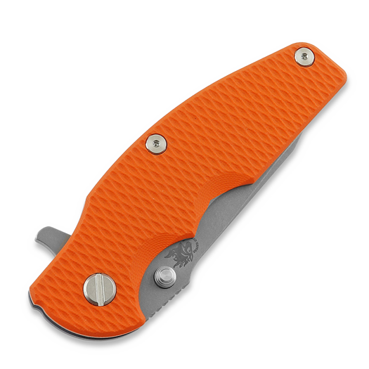 Hinderer Jurassic Magnacut Slicer sulankstomas peilis, Tri-Way Battle Blue, Orange G10