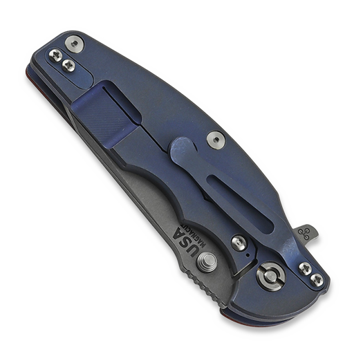 Hinderer Jurassic Magnacut Slicer sulankstomas peilis, Tri-Way Battle Blue, Red G10