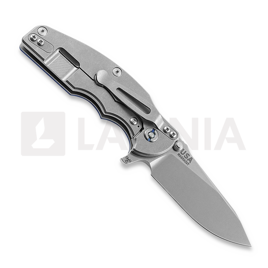 Hinderer Jurassic Magnacut Slicer sulankstomas peilis, Tri-Way Stonewash, Blue G10
