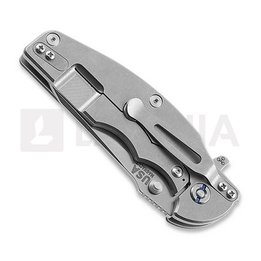 Hinderer Jurassic Magnacut Slicer sulankstomas peilis, Tri-Way Stonewash, Blue G10