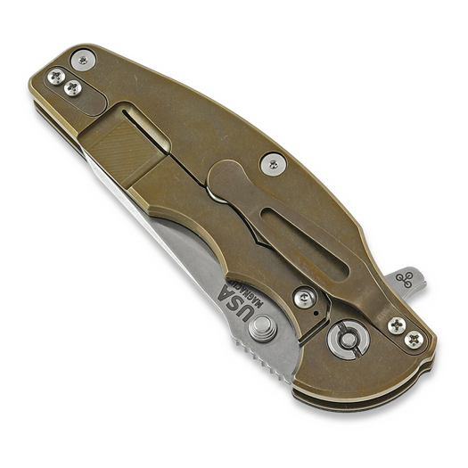 Couteau pliant Hinderer Jurassic Magnacut Slicer, Tri-Way Stonewash Bronze, Black G10