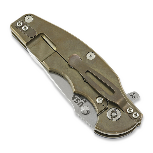 Hinderer Jurassic Magnacut Slicer 折叠刀, Tri-Way Stonewash Bronze, Blue/Black G10