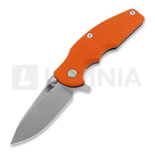 Hinderer Jurassic Magnacut Slicer סכין מתקפלת, Tri-Way Stonewash Bronze, Orange G10