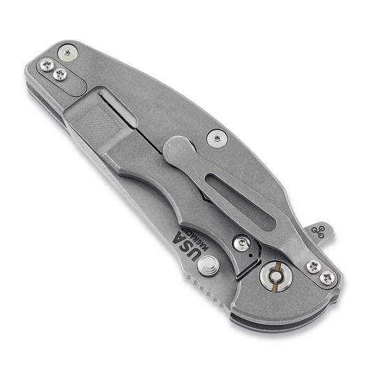 Hinderer Jurassic Magnacut Slicer sulankstomas peilis, Tri-Way Working Finish, Blue/Black G10