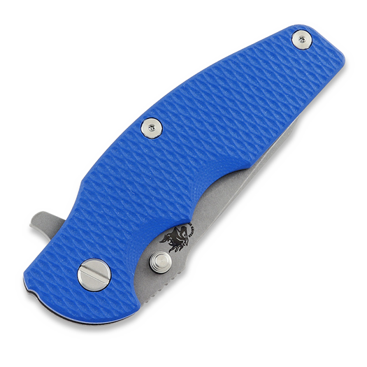 Hinderer Jurassic Magnacut Slicer sulankstomas peilis, Tri-Way Working Finish, Blue G10
