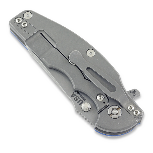 Coltello pieghevole Hinderer Jurassic Magnacut Slicer, Tri-Way Working Finish, Blue G10