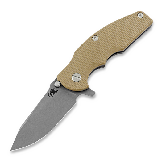 Couteau pliant Hinderer Jurassic Magnacut Slicer, Tri-Way Working Finish, Coyote G10