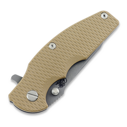 Coltello pieghevole Hinderer Jurassic Magnacut Slicer, Tri-Way Working Finish, Coyote G10