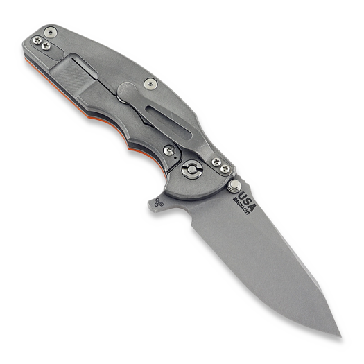 Hinderer Jurassic Magnacut Slicer sulankstomas peilis, Tri-Way Working Finish, Orange G10