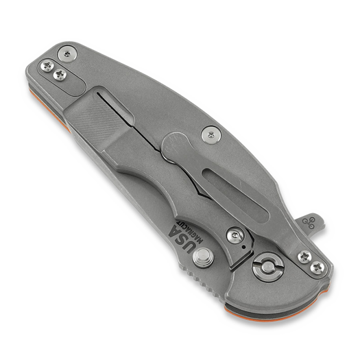 Couteau pliant Hinderer Jurassic Magnacut Slicer, Tri-Way Working Finish, Orange G10