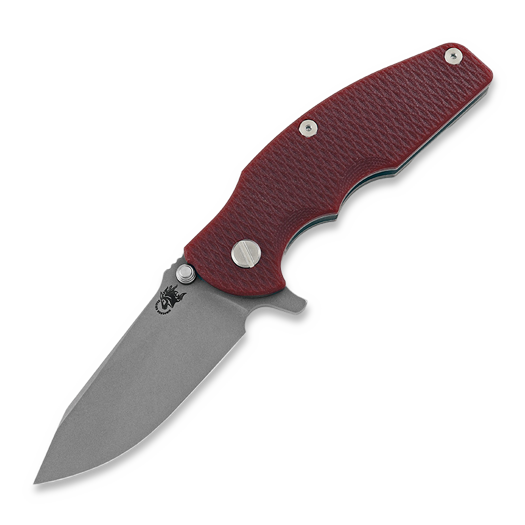 Coltello pieghevole Hinderer Jurassic Magnacut Slicer, Tri-Way Working Finish, Red G10