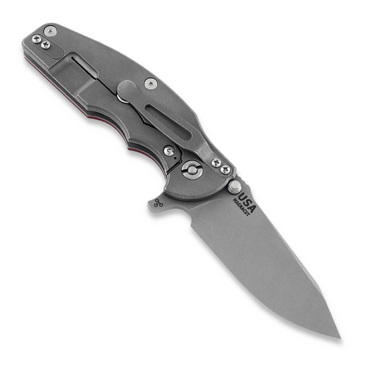 Couteau pliant Hinderer Jurassic Magnacut Slicer, Tri-Way Working Finish, Red G10