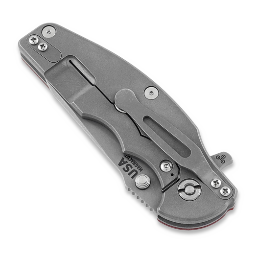 Hinderer Jurassic Magnacut Slicer sulankstomas peilis, Tri-Way Working Finish, Red G10
