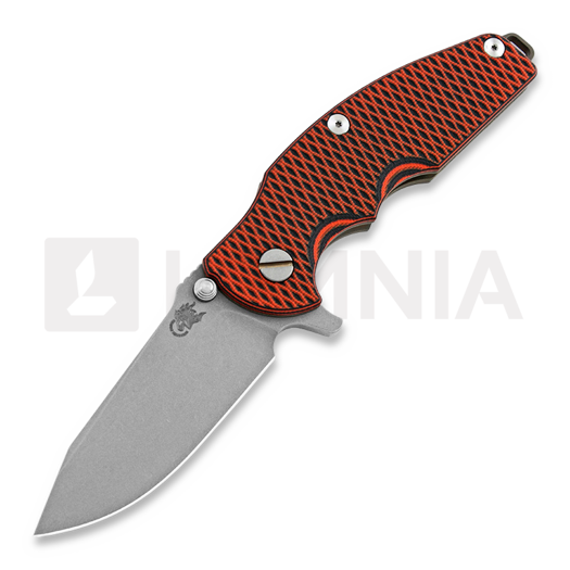 Hinderer Jurassic Spearpoint sulankstomas peilis, battle bronze, orange/black