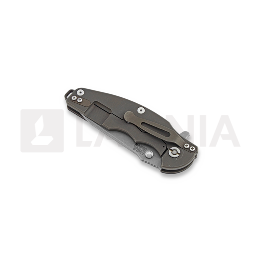 Hinderer Jurassic Spearpoint sulankstomas peilis, battle bronze, red/black