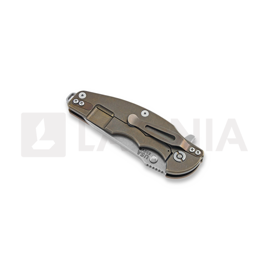 Hinderer Jurassic Spearpoint sulankstomas peilis, stonewash bronze, coyote