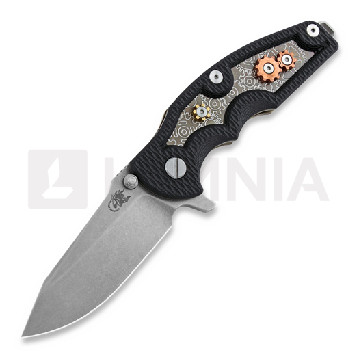 Hinderer Jurassic Spearpoint סכין מתקפלת, stonewash bronze, Gear Theme black
