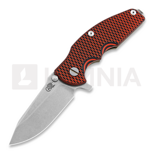 Hinderer Jurassic Spearpoint fällkniv, stonewash bronze, orange/black