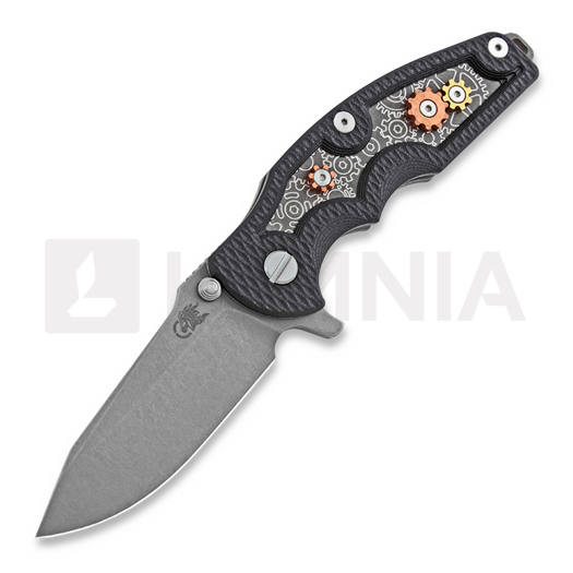 Hinderer Jurassic Spearpoint סכין מתקפלת, working finish, Gear Theme black