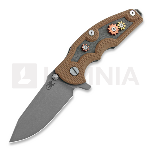 Hinderer Jurassic Spearpoint 折叠刀, working finish, Gear Theme coyote