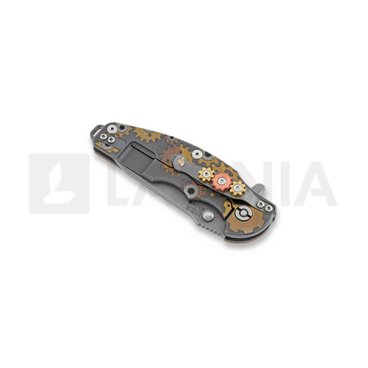 Hinderer Jurassic Spearpoint sulankstomas peilis, working finish, Gear Theme coyote