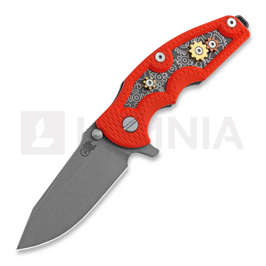 Складной нож Hinderer Jurassic Spearpoint, working finish, Gear Theme orange