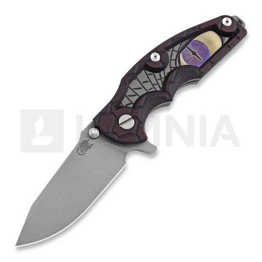 Сгъваем нож Hinderer Jurassic Spearpoint, working finish, Raptor Eye red/black