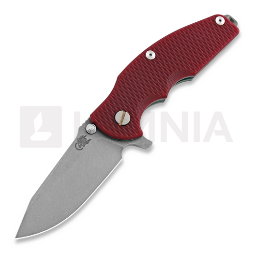 Hinderer Jurassic Spearpoint folding knife, working finish, red