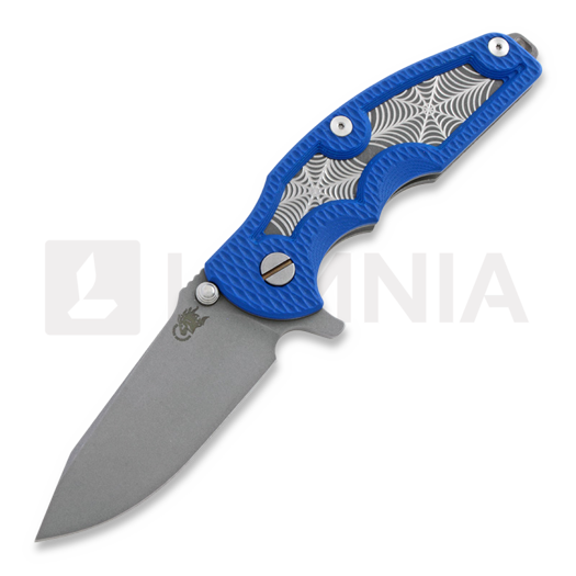 Складной нож Hinderer Jurassic Spearpoint, working finish, Spider Blue