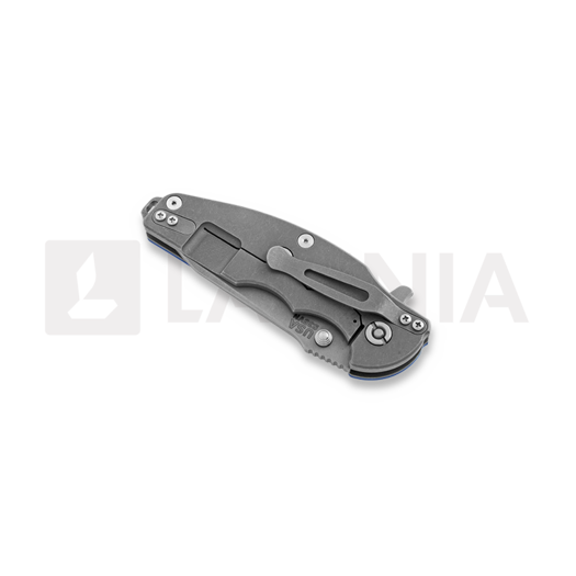 Hinderer Jurassic Spearpoint sulankstomas peilis, working finish, Spider Blue