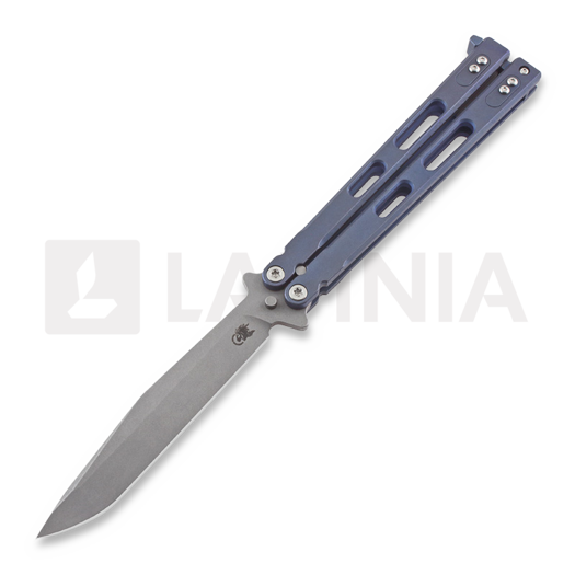 Hinderer Nieves Spanto TI Balisong, battle blue