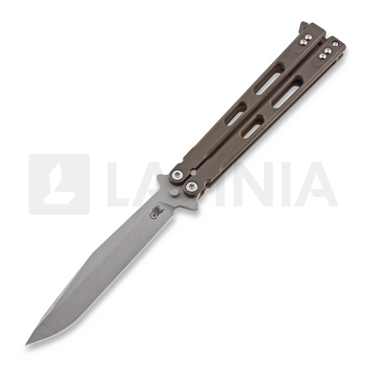 Нож бабочка Hinderer Nieves Spanto TI Balisong, battle bronze
