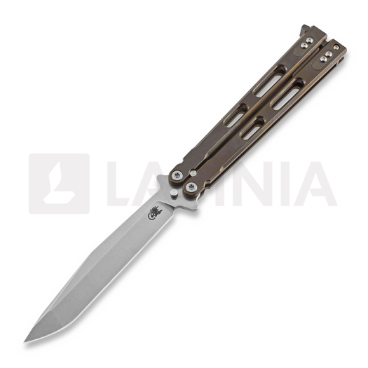 Hinderer Nieves Spanto TI SW Balisong Bali-Song Messer, bronze