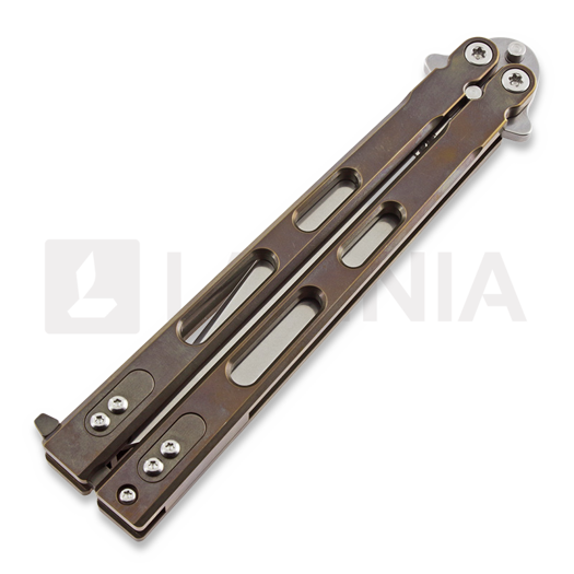 Couteau papillon Hinderer Nieves Spanto TI SW Balisong, bronze