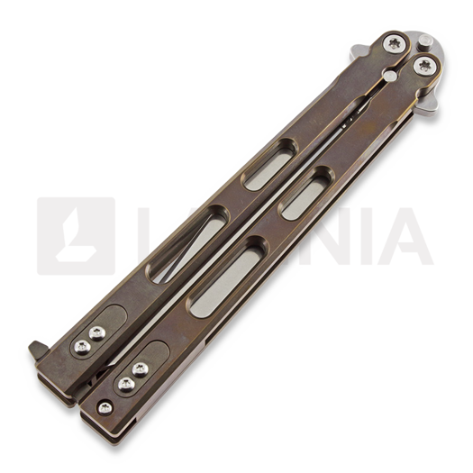 Nož motýlek Hinderer Nieves Spanto TI SW Balisong, bronze