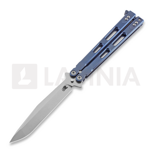 Hinderer Nieves Spanto TI SW Balisong vlindermes, sininen