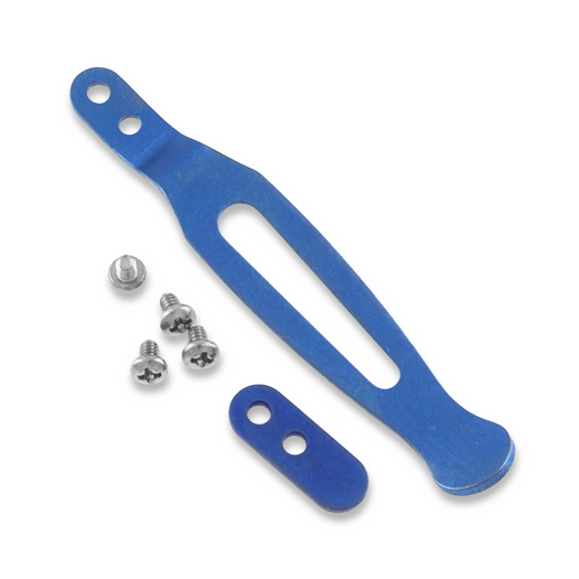 Hinderer Pocket Clip & Filler Tab set Titanium Stonewash Blue