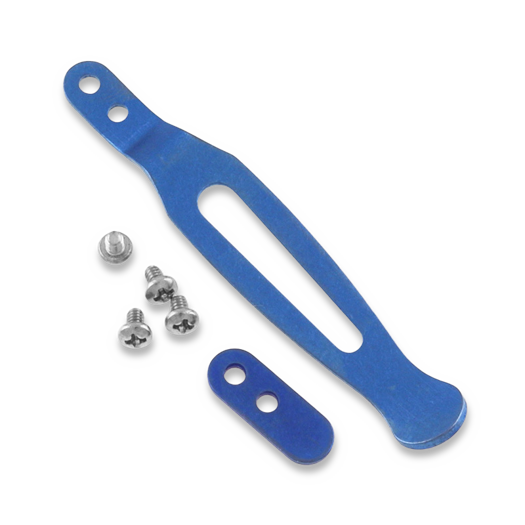 Hinderer Pocket Clip & Filler Tab set Titanium Stonewash Blue
