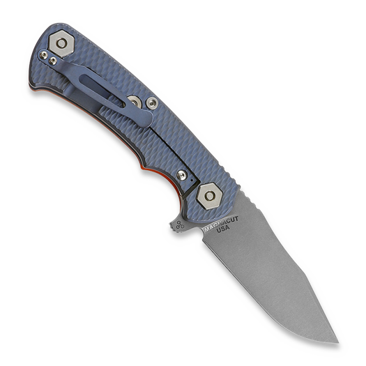 Coltello pieghevole Hinderer Project x Magnacut Clip Point Tri-Way Battle Blue Orange G10