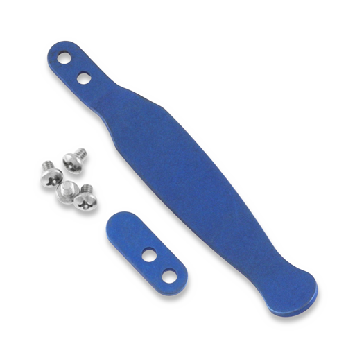 Hinderer Solid Pocket Clip & Filler Tab Set Titanium Battle Blue