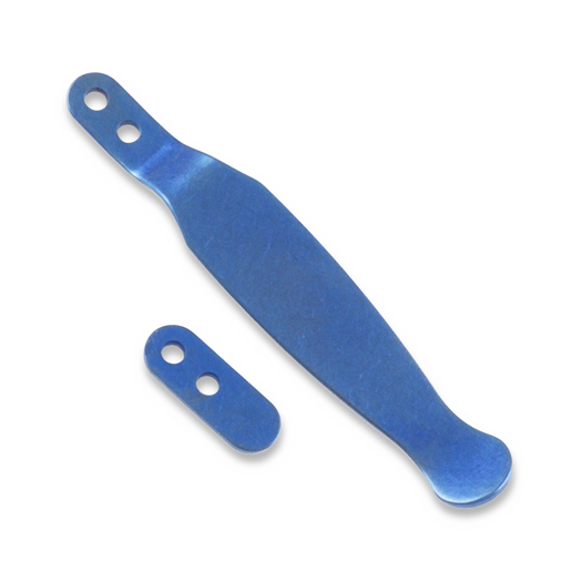 Hinderer Solid Pocket Clip & Filler Tab Set Titanium Stonewash Blue