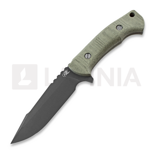 Hinderer The Ranch 3V veitsi, harpoon spanto green micarta